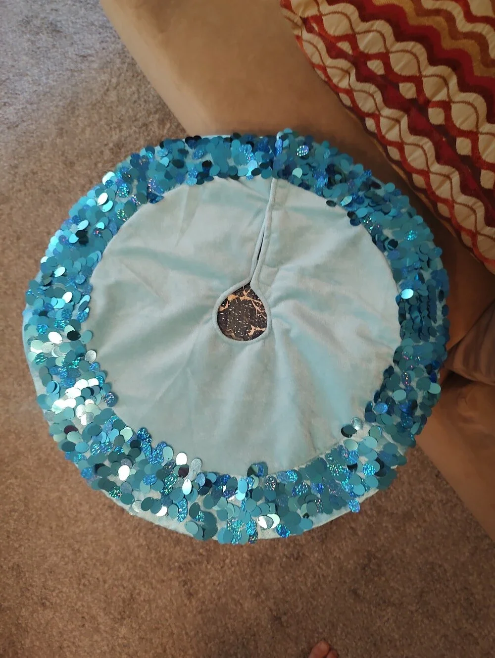 💥3/$20 Sparkling Light Blue Sequin Tree Collar - Festive Home Party Accessory